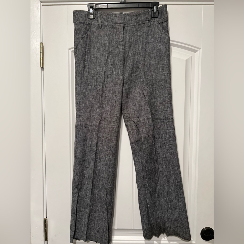 Gray Linen Cotton Blend Juniors Trousers